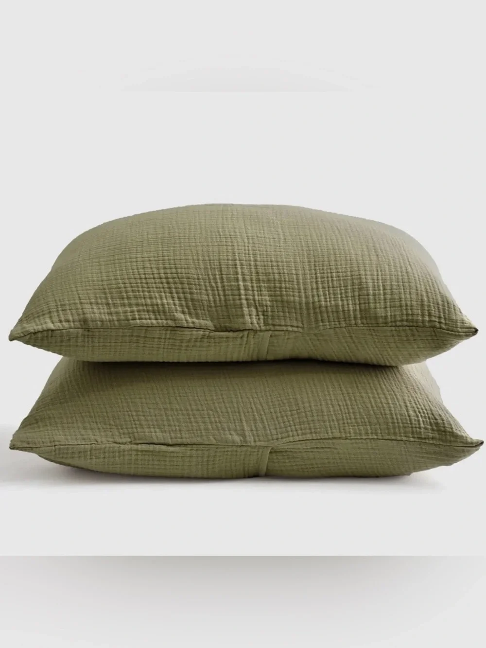 NWOT Quince Organic Cotton Gauze Sham Set, King (Olive)
